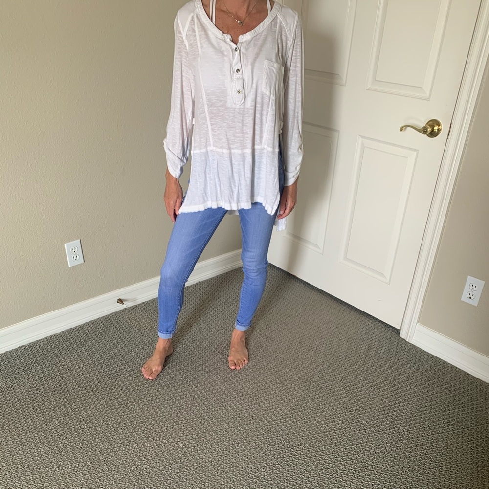 White three quarter length sleeve